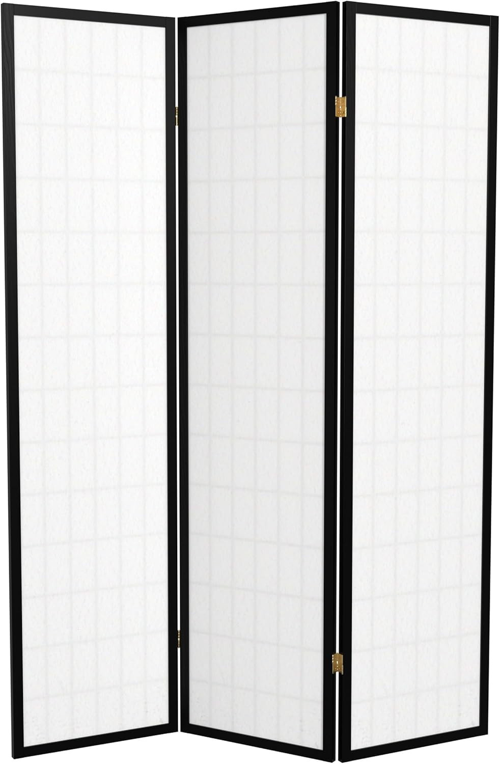 Black 6 Ft Tall 3-Panel Window Pane Shoji Screen Room Divider