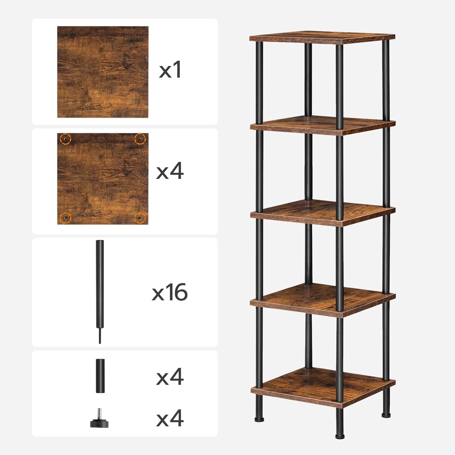 5-Tier Corner Shelf Stand, Corner Square Rack Display Shelf, Tall Storage Pla…