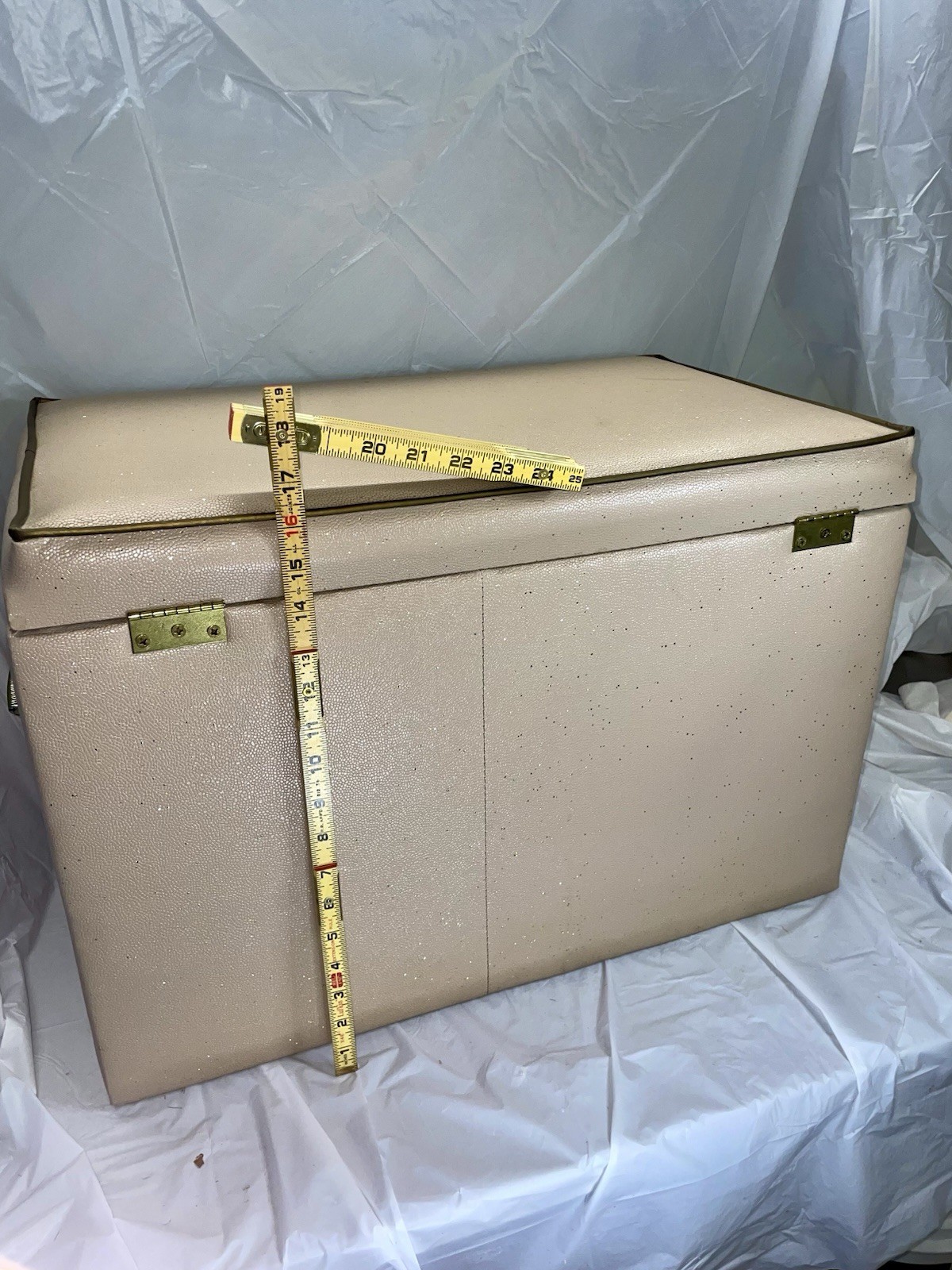 Vintage/Retro Rectangular Storage Chest w/ Hinged Lid, Brass Side Handles 24in