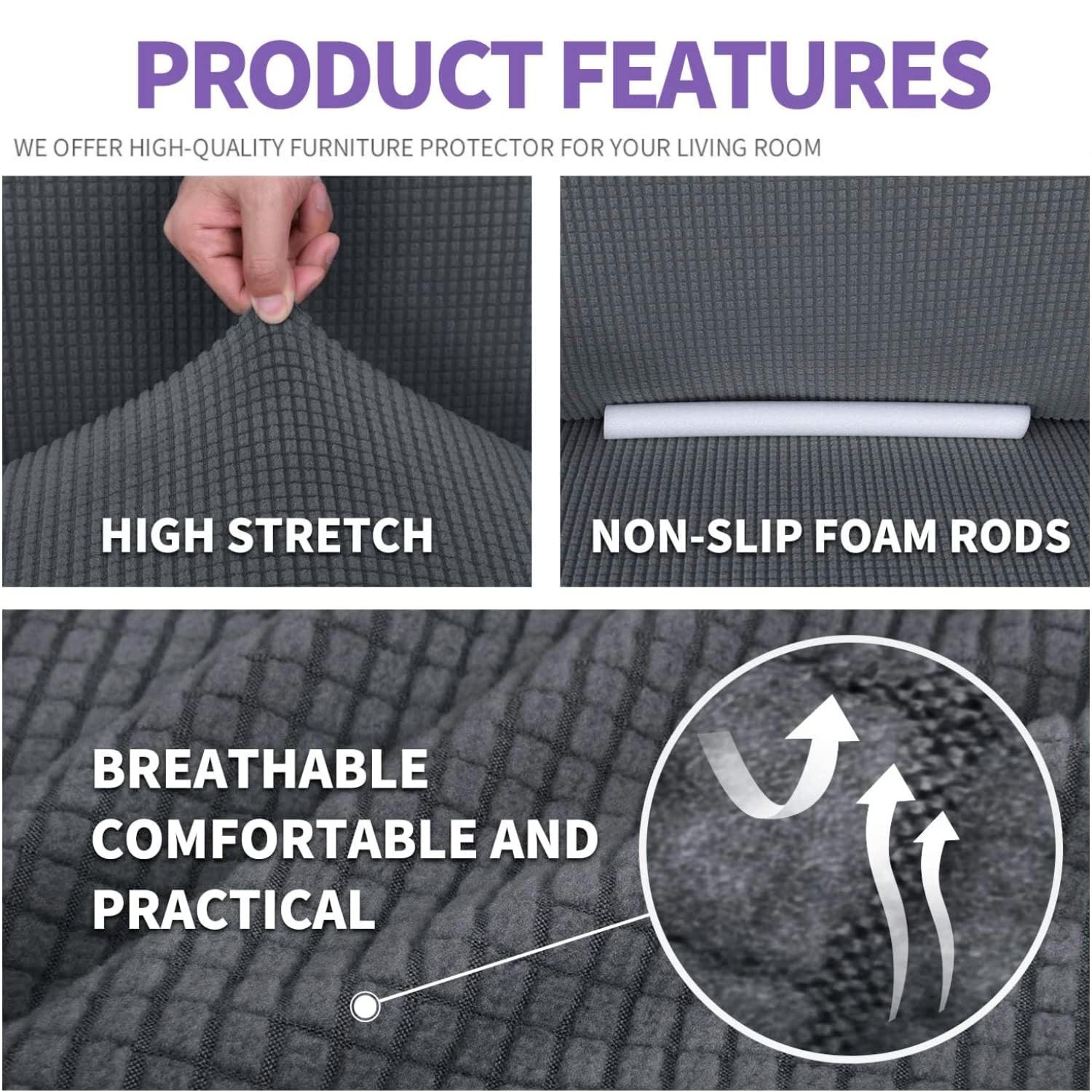 ZNSAYOTX Super Stretch Couch Cover (72″-92″) Universal Sofa Covers with Elast…