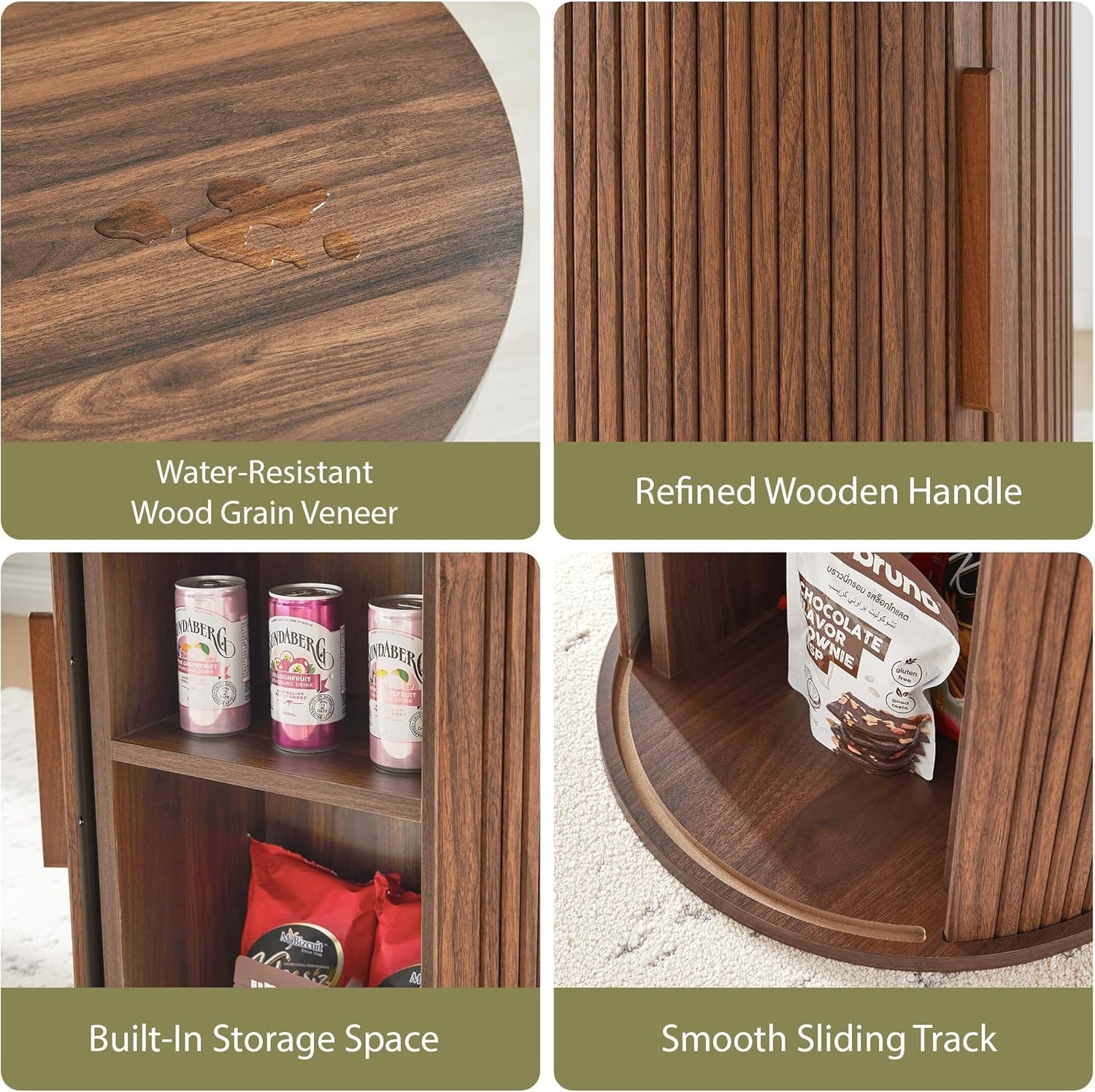 Round Dining Table for 2-4 Modern Farmhouse Kitchen Table Walnut
