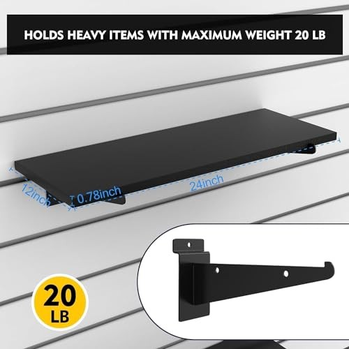 8 Pack Wooden Slatwall Shelf 23.6×11.8 Inch with Brackets