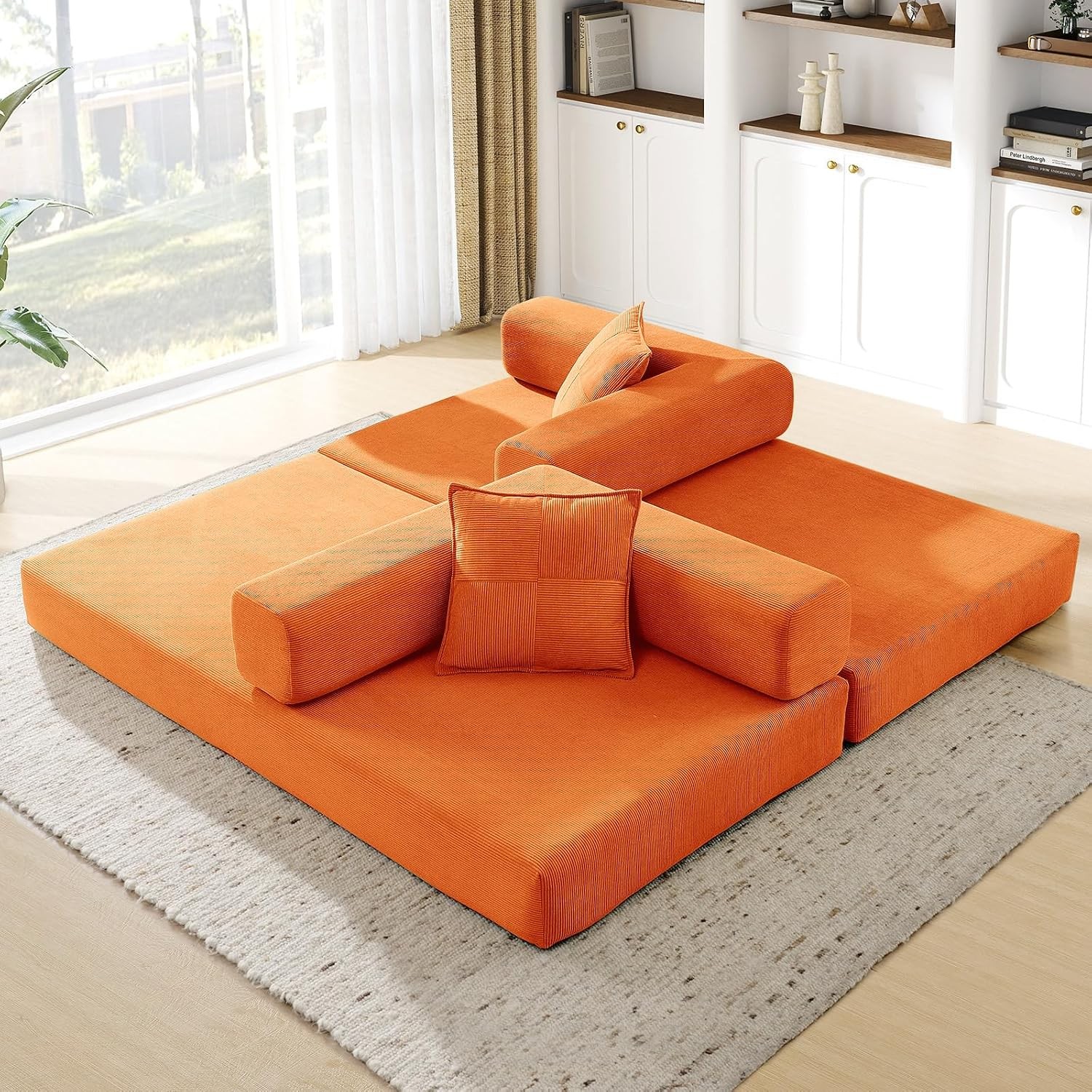78″ Modular Cloud Sofa Bed 4-in-1 with Gold Frame – Boneless Floor Couch