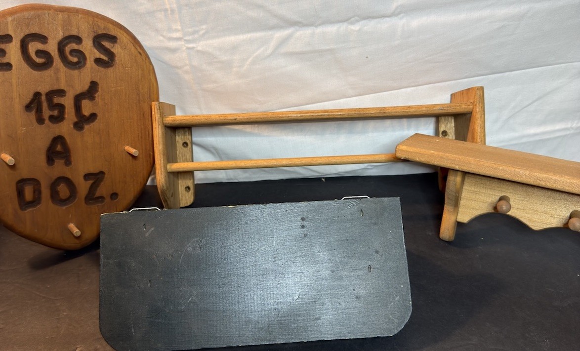 Vintage Wood Country Kitchen Wall Decor Lot Egg Sign Shelves Towel Rack 4 Pc