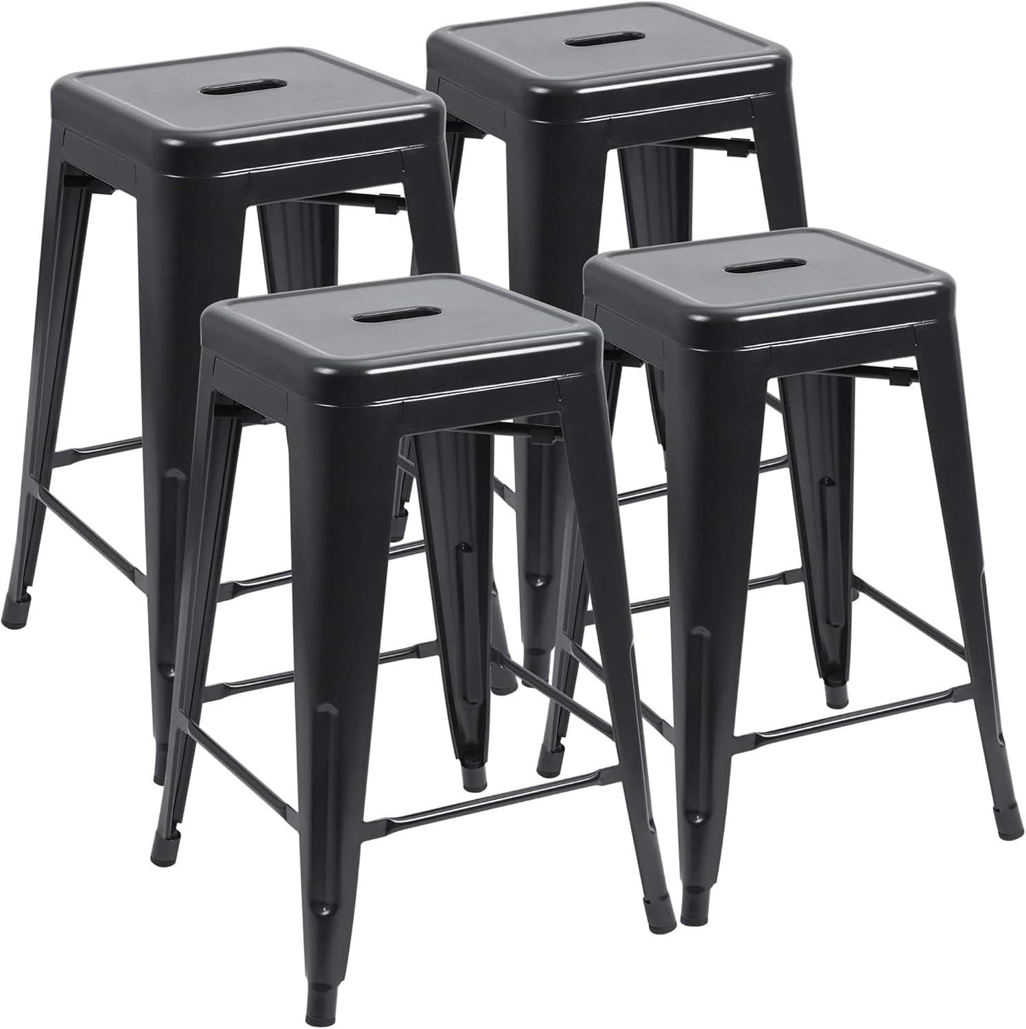 24 Inches Metal Bar Stools Industrial Barstools Stackable High Backless Stools