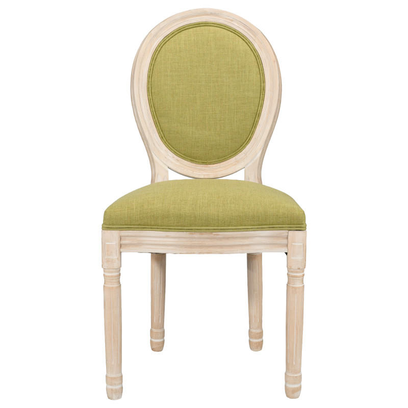 French Country Dining Chairs Set of 2,Upholstered Chairs with Round Back Green