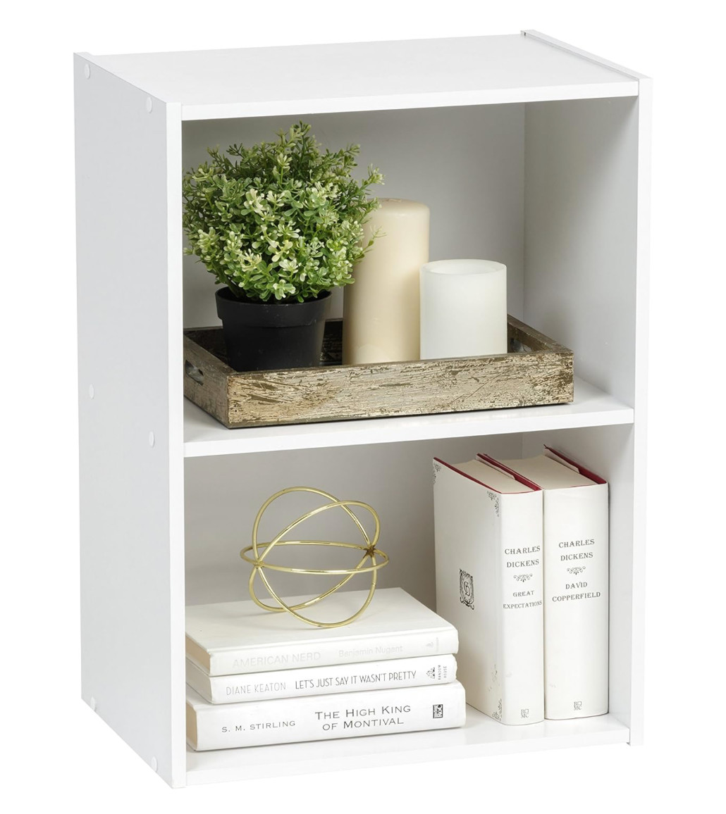 Bookshelf Storage 2-Tier White 11.42″D x 16.34″W x 23.43″H