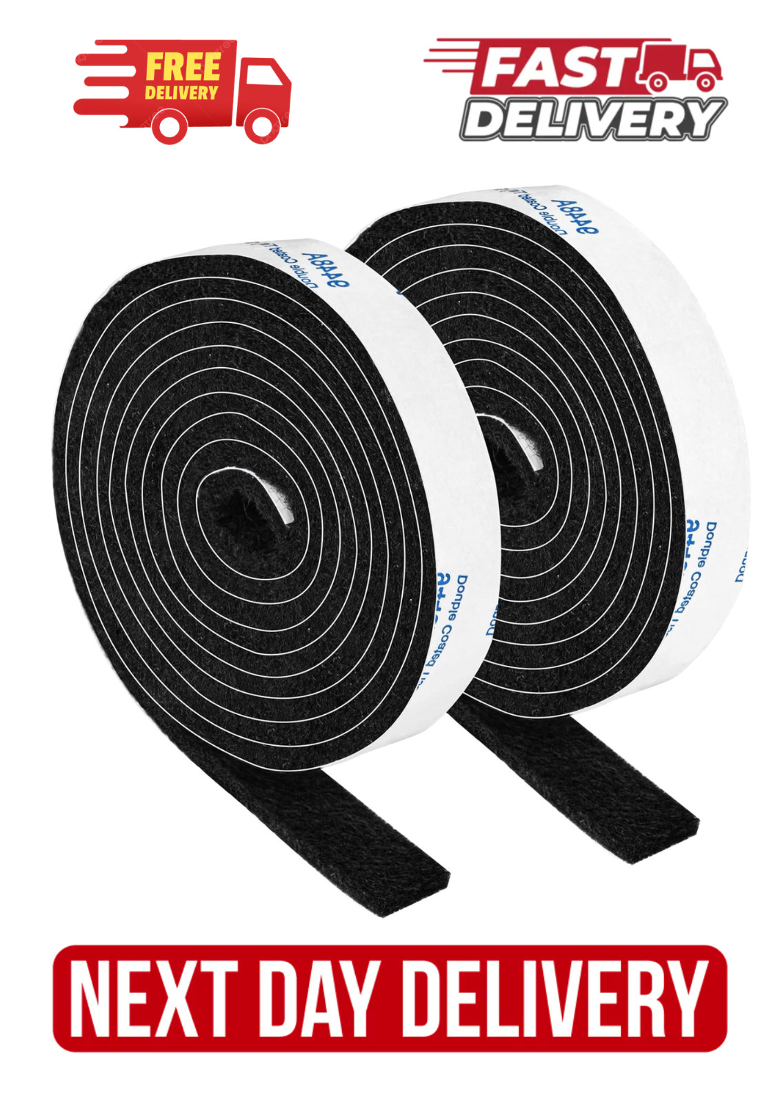 2 Pack Roll Felt Strips with Adhesive Backing: 1/2X60 Inches Black