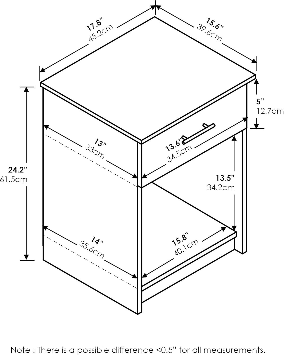 Americano Tidur Nightstand with Handle – Chic 1-Pack Design for Your Space