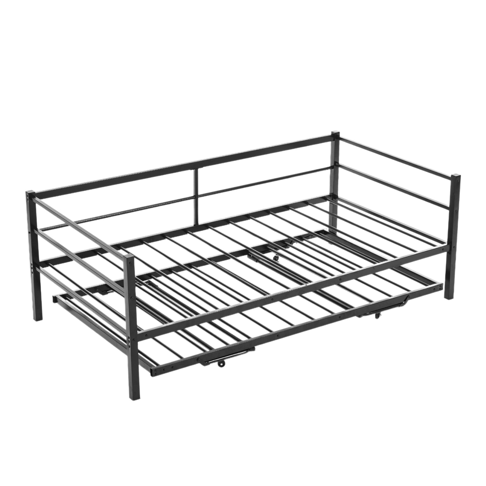 Metal Twin Bed Daybed with Trundle Bed Twin Sofa Bed Frame for Kids Teens Adults