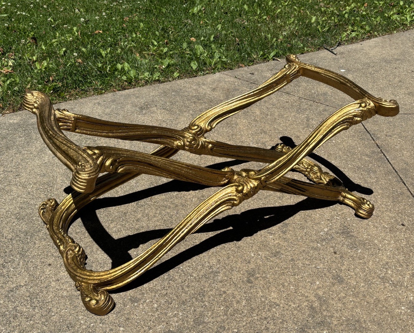 Vintage Francisco Hurtado Spanish Regency Giltwood Coffee Table X Base Stand