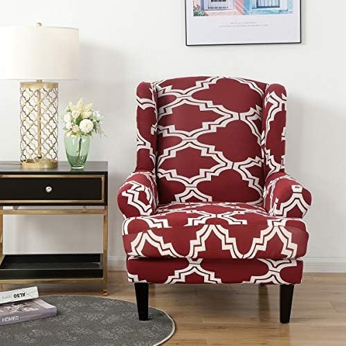 ele ELEOPTION Stretch Printed Wingback Sofa Chair Cover, Modern Pattern 2-Pie…
