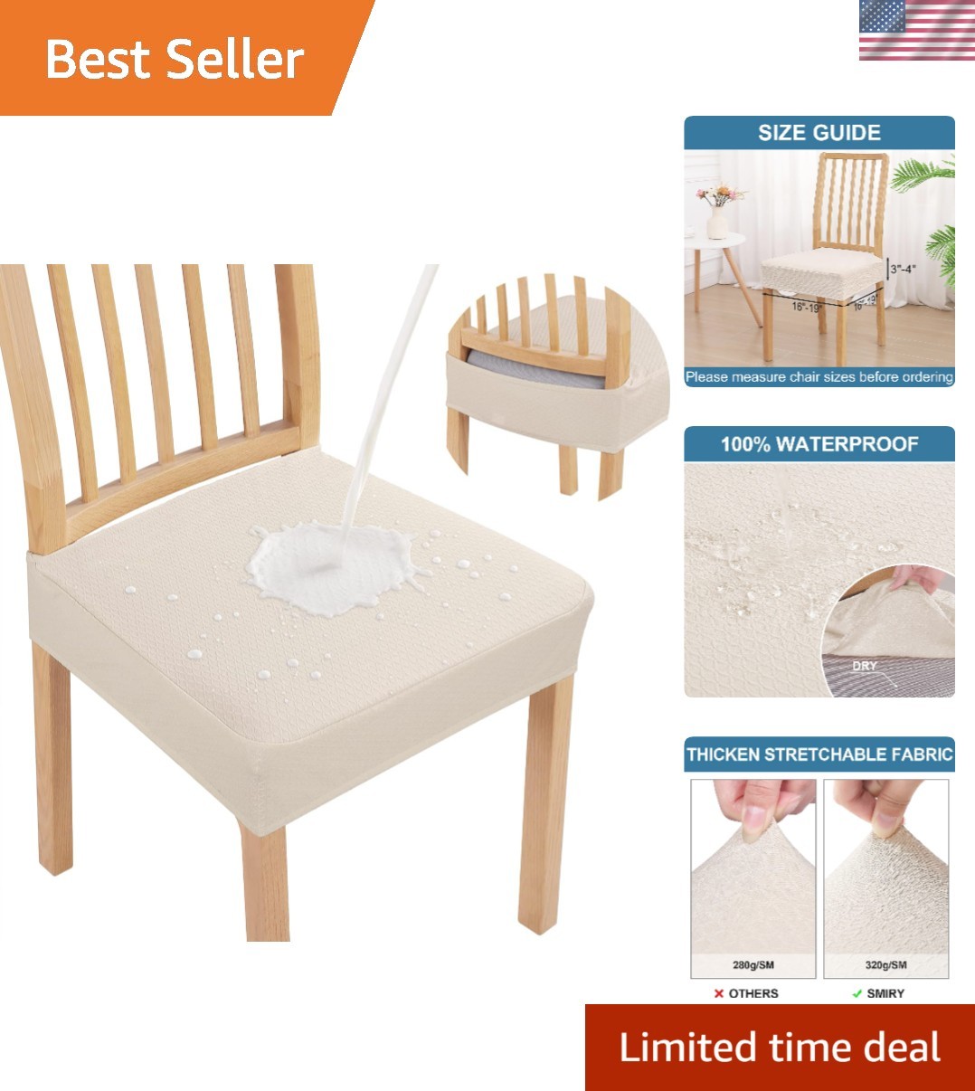 Waterproof Seat Covers for Dining Room Chairs, No Rear Covers | Stretch Jacqu…