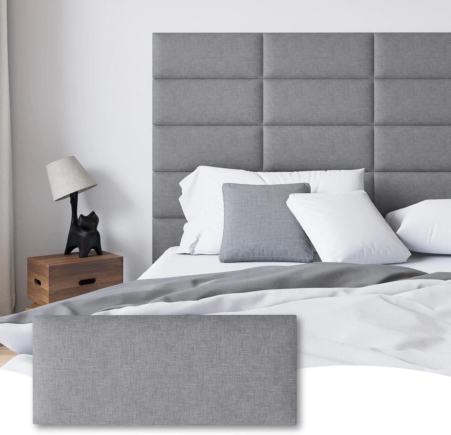 Peel and Stick Upholstered Wall Mounted Headboard Queen Size, 9 Panels Tufted.