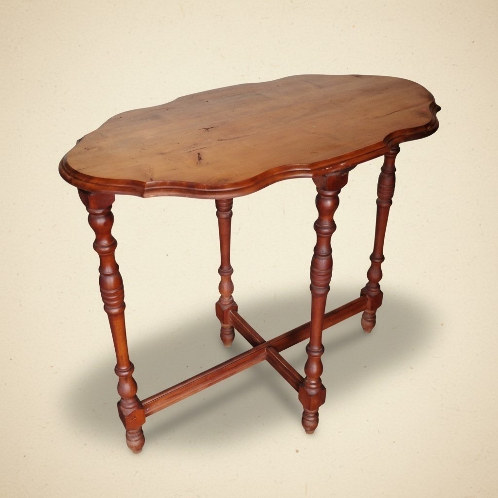 Scalloped Solid Wood Console Table Spindle Leg Entryway Accent Side 28″ T VTG