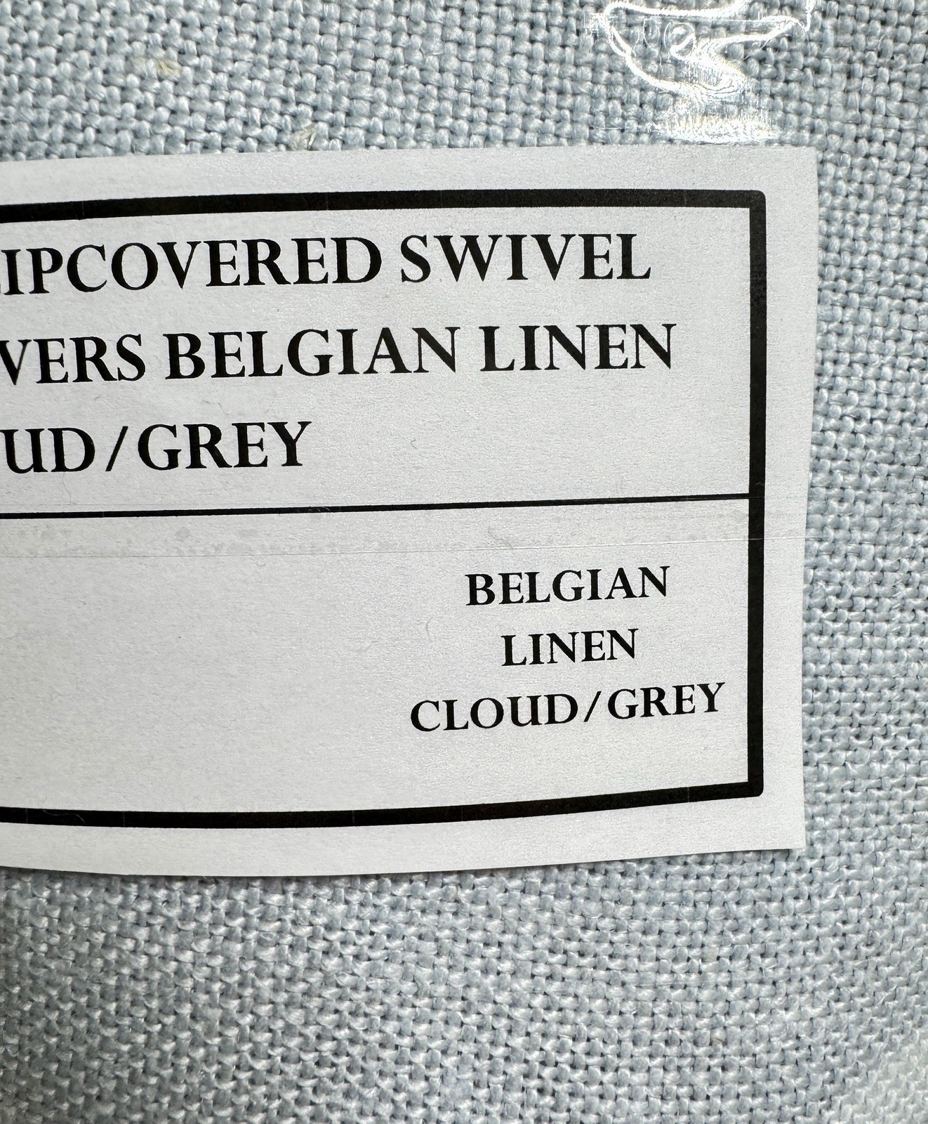 Restoration Hardware Track Arm Swivel Glider SLIPCOVER Belg Linen Cloud/Grey NEW