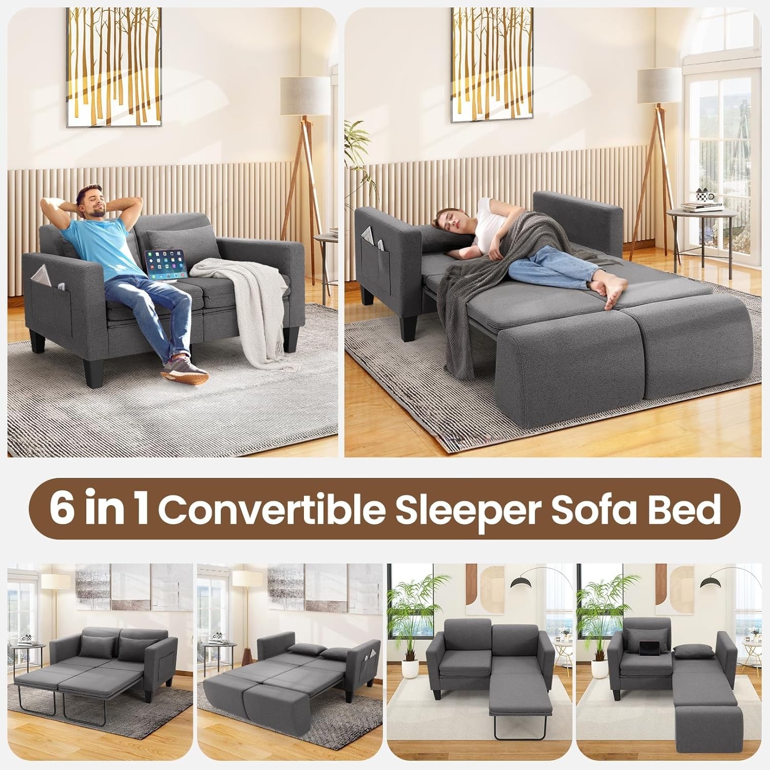 ✅ Comfy Pull Out Couch for Living Room, Bedroom, 2Color Loveseat Sofa Chair Gift