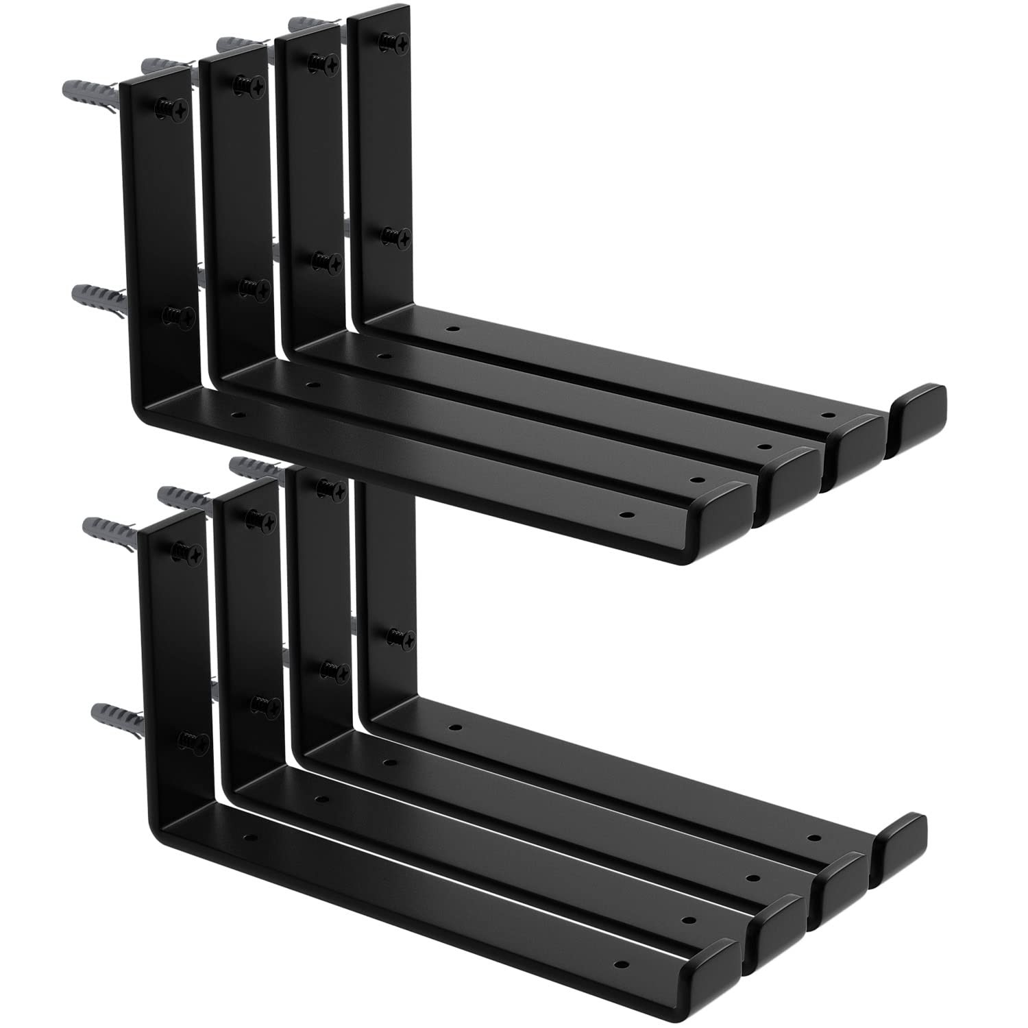 8 PCS 11.25×6 Inch Black Iron J Lip Floating Shelf Brackets Rustic Heavy Duty