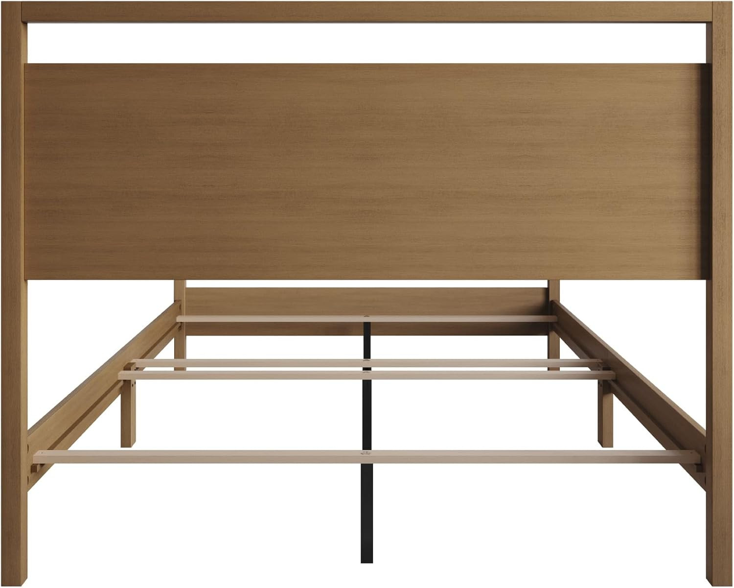 Ontario Queen Size Panel Bed, Transitional Wood Frame with Sleek Panel Headboard