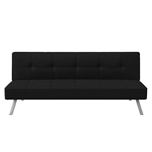 Rane Futon Sofa Bed 66.1″, 3-in-1 Convertible Couch Sleeper for Small Black