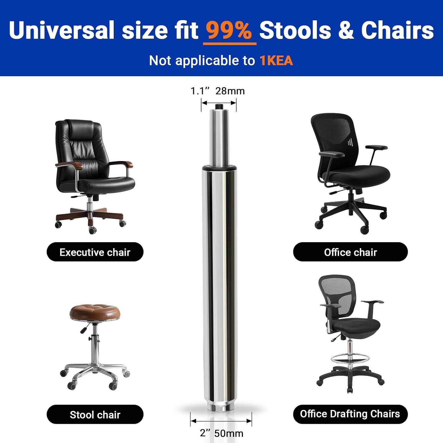 17 Inches-27 Inches Extra Long Gas Lift Cylinder Tube for Bar Stool – 10”