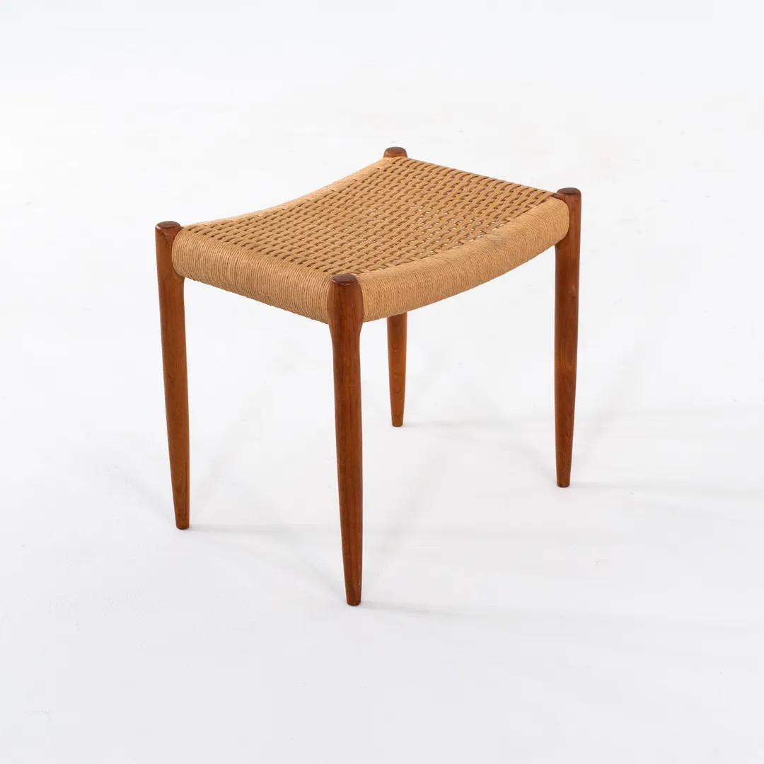 2010s Niels Otto Moller for JL Moller Model 80A Teak Stool with Woven Cord Seat