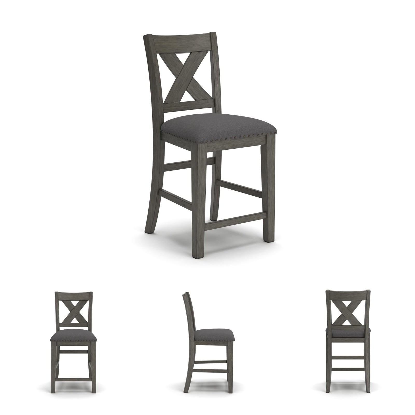 Pemberly Row 24.75″ Contemporary Solid Wood Counter Stool in Gray