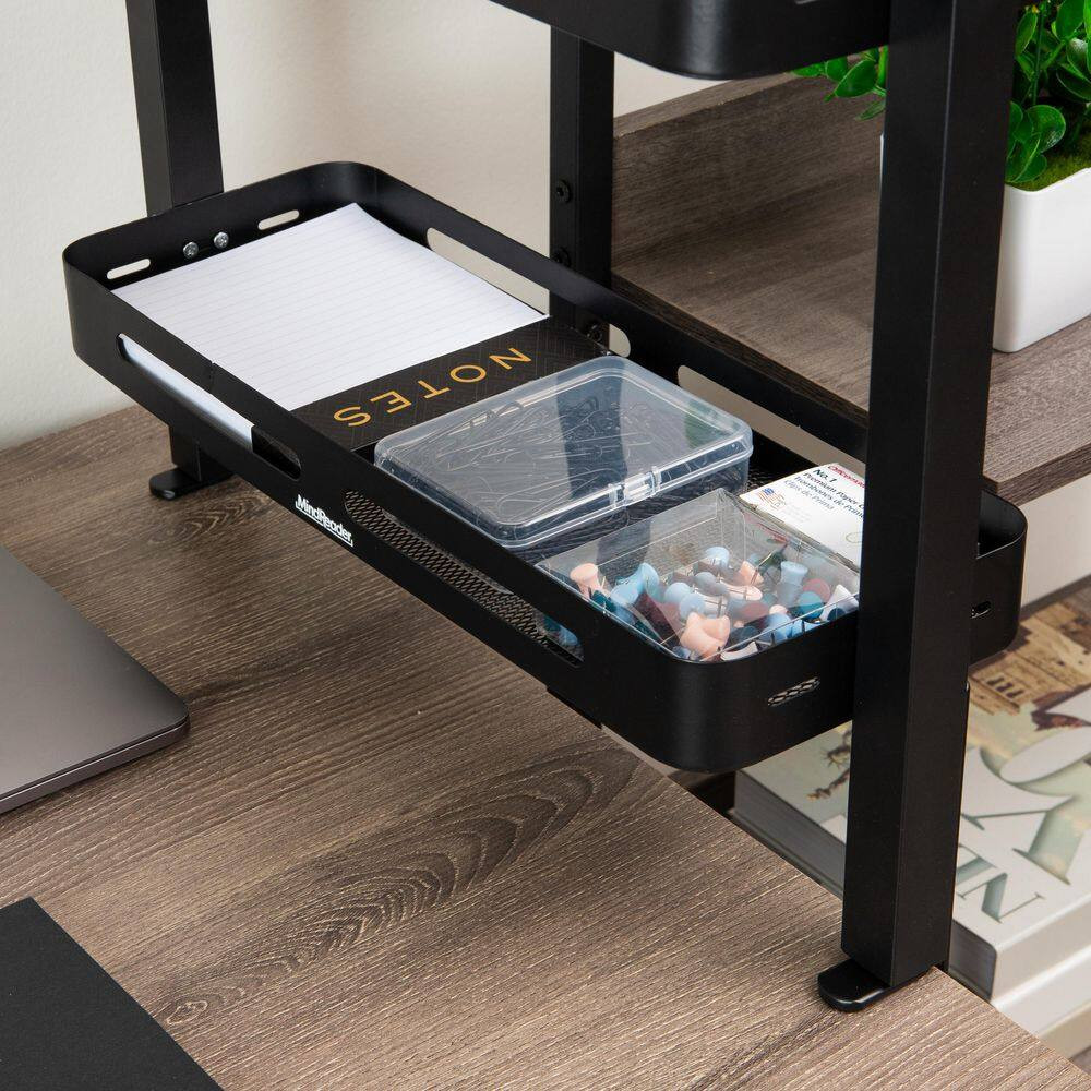 Black 5.75 In. W X 15.5 In. H 2-Tier Desk Organizer with Clamp Accessory Shelf,