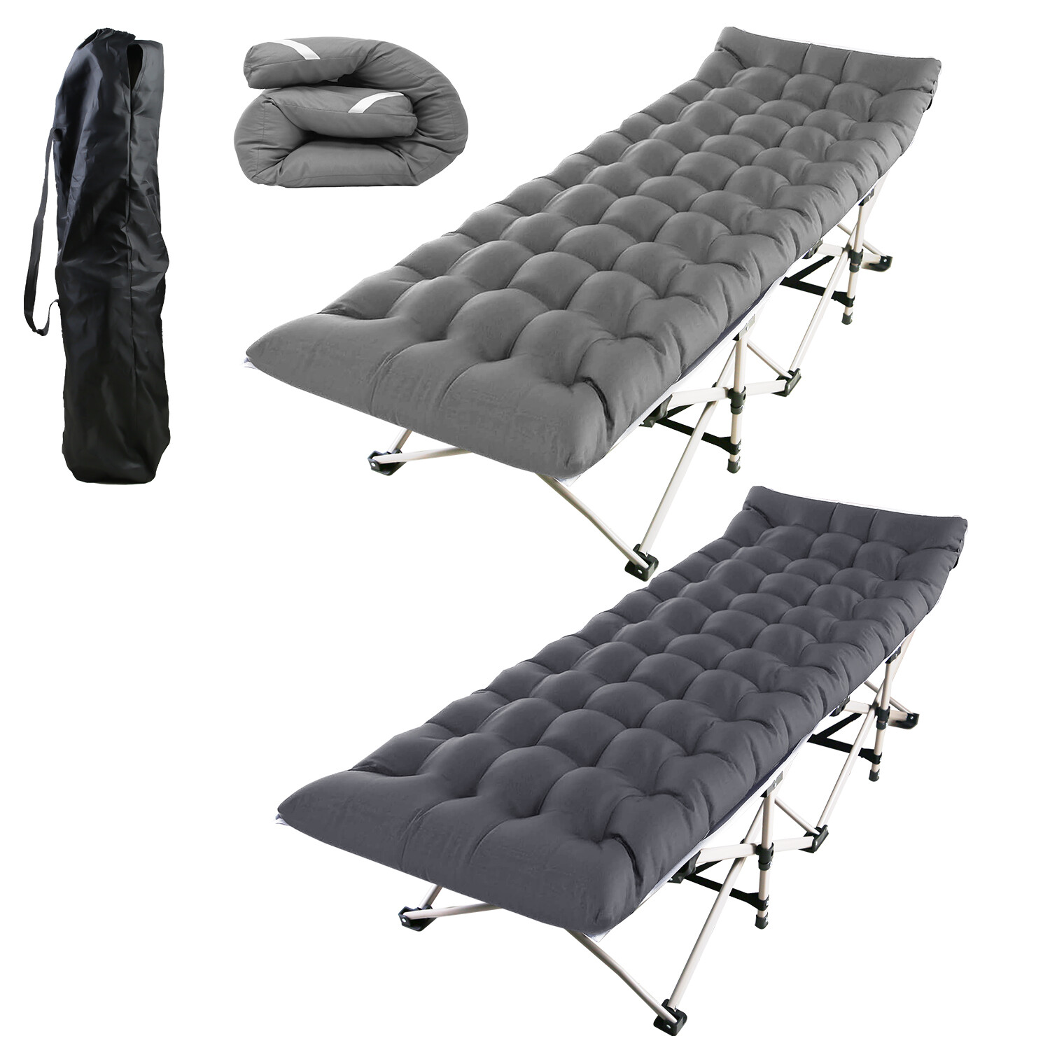 Portable Camping Cot with Mattress Foldable Padded Sleeping Cots Indoor Outdoor