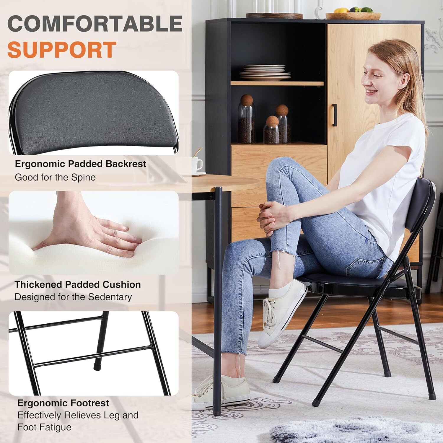 Leather Folding Chair Padded Folding Chairs Outdoor Camp Metal Foldable Chairs