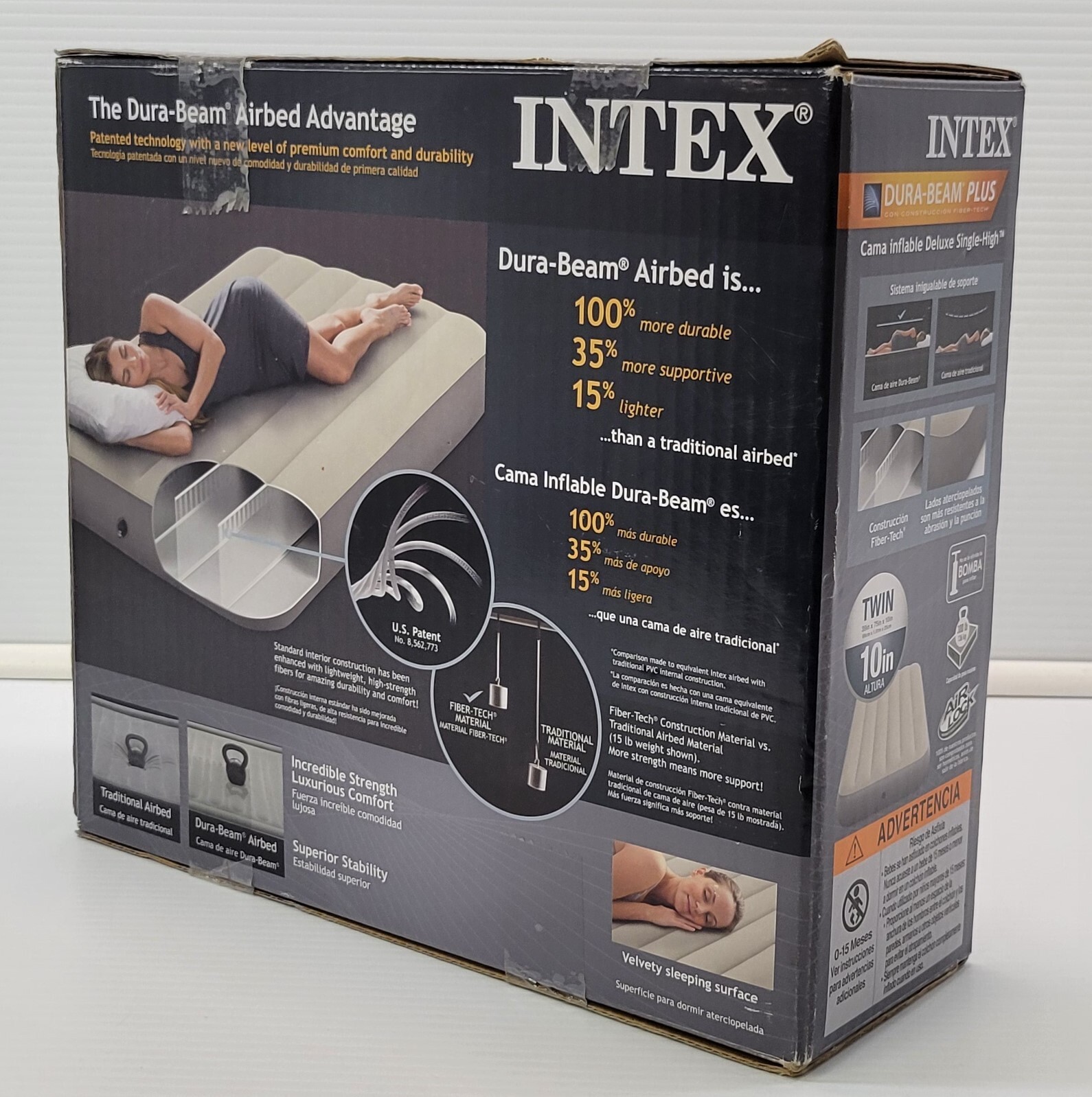 R) Intex Dura-Beam Plus Deluxe Twin Single High Airbed Air Mattress Bed