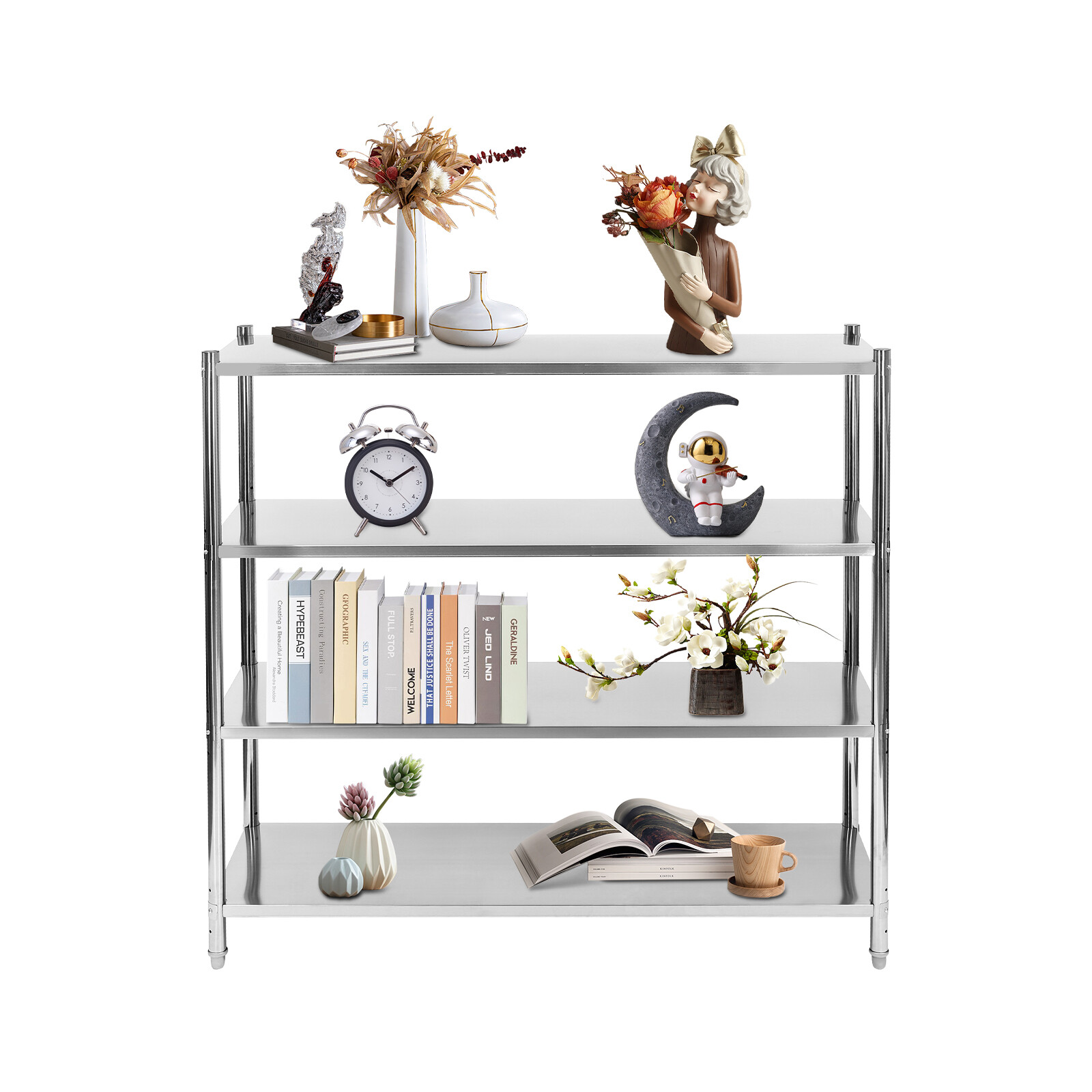 4 Shelf Steel Storage Shelving Rack Heavy Duty 1200 lb Capacity 58.1*17.5*58.1in