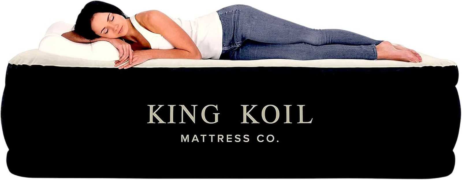 King Koil Luxury Pillow Top Plush Queen Air Mattress with Built-In High-Speed Pu