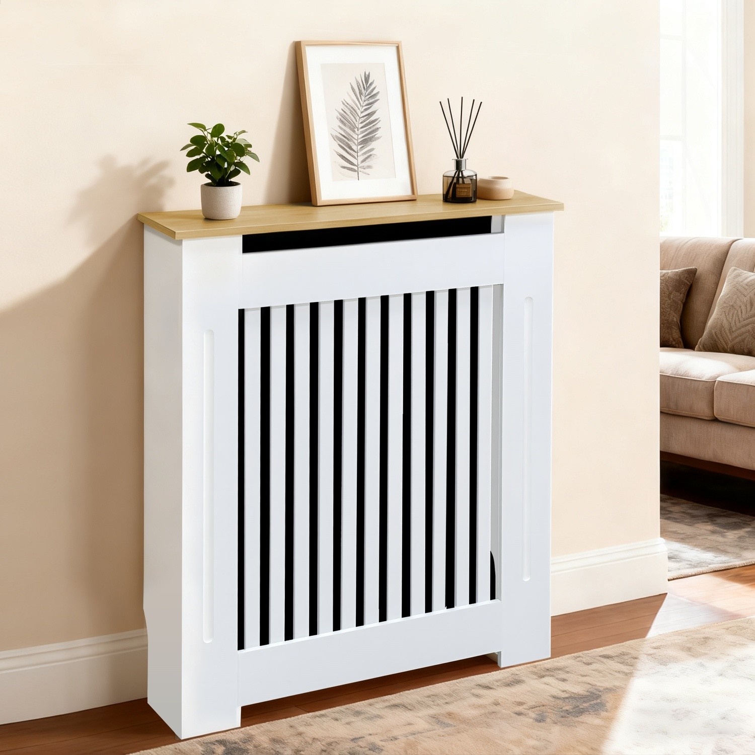 36” Tall Radiator Cover Wood Cabinet Decorative Heater Protector Grill Shelf