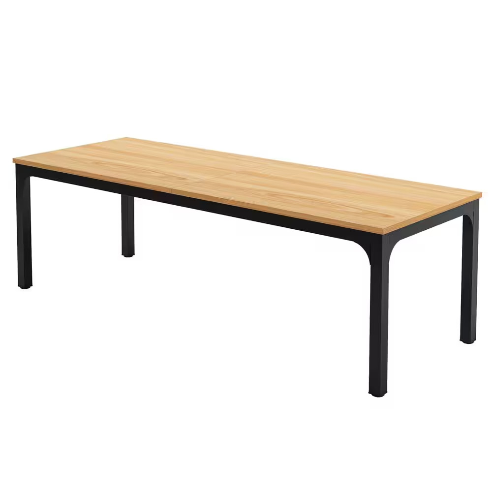 Moronia 78.7 In. Rectangular Light Walnut and Black Wood 2 Person Computer Desk