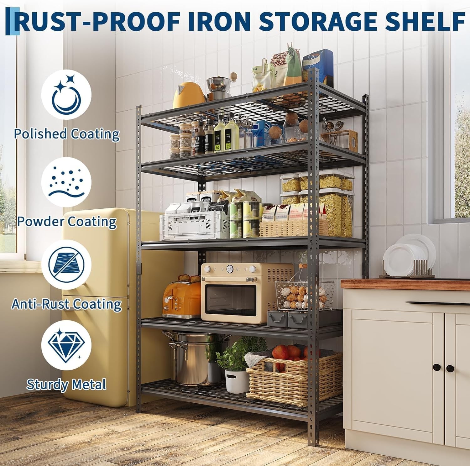 5 Tier Racking Shelf Heavy Duty Garage Shelving Storage Shelves 72 x 36 x 16 in