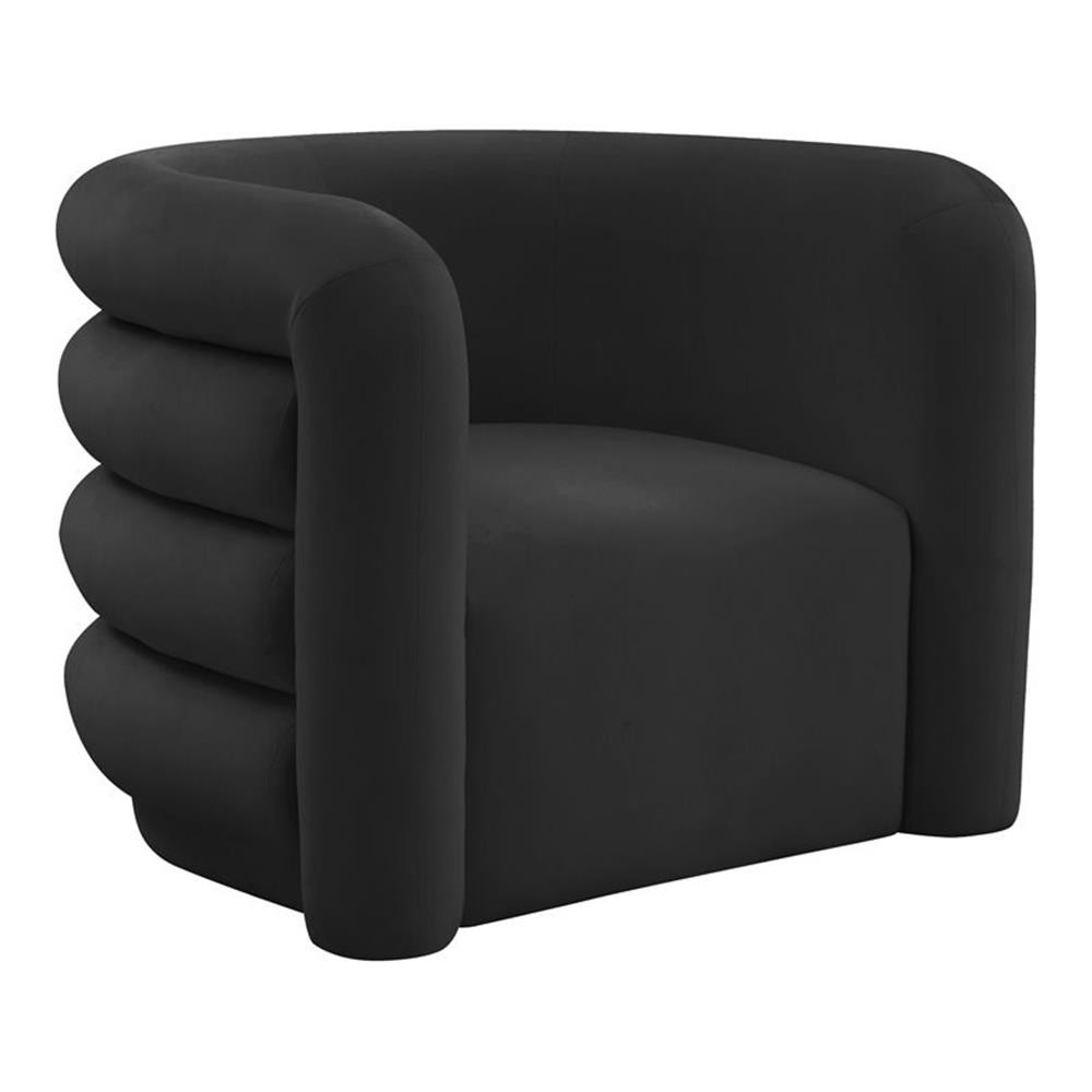 Pemberly Row 15.9″ Modern Velvet and Pine Wood Lounge Chair in Black
