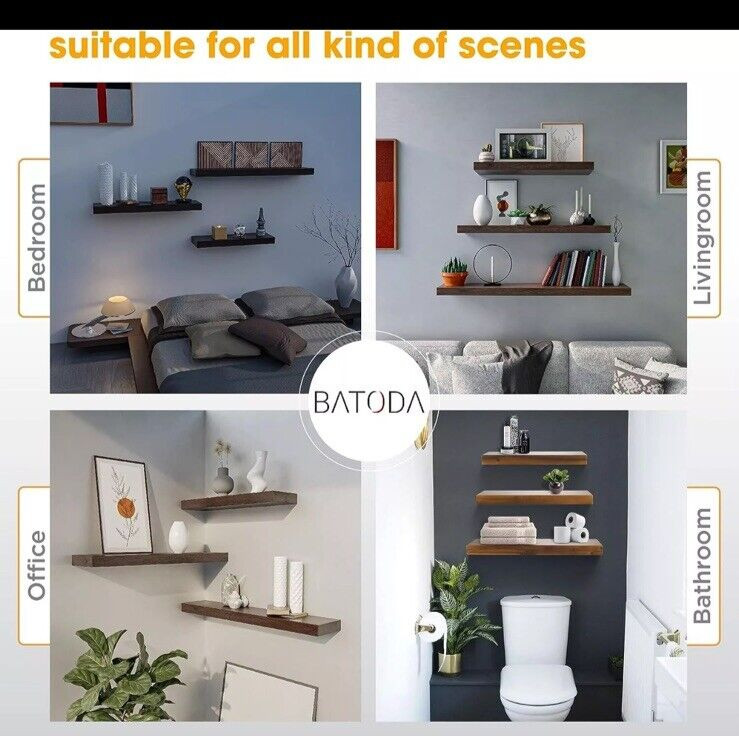 BATODA – 6″ Floating Shelf Bracket (8 Pcs) – Solid Steel Blind Shelf Supports –