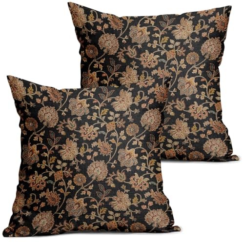 Black Pillow Covers 18X18 Inch Set of 2 18″ x 18″ (Pack of 2) Brown Floral