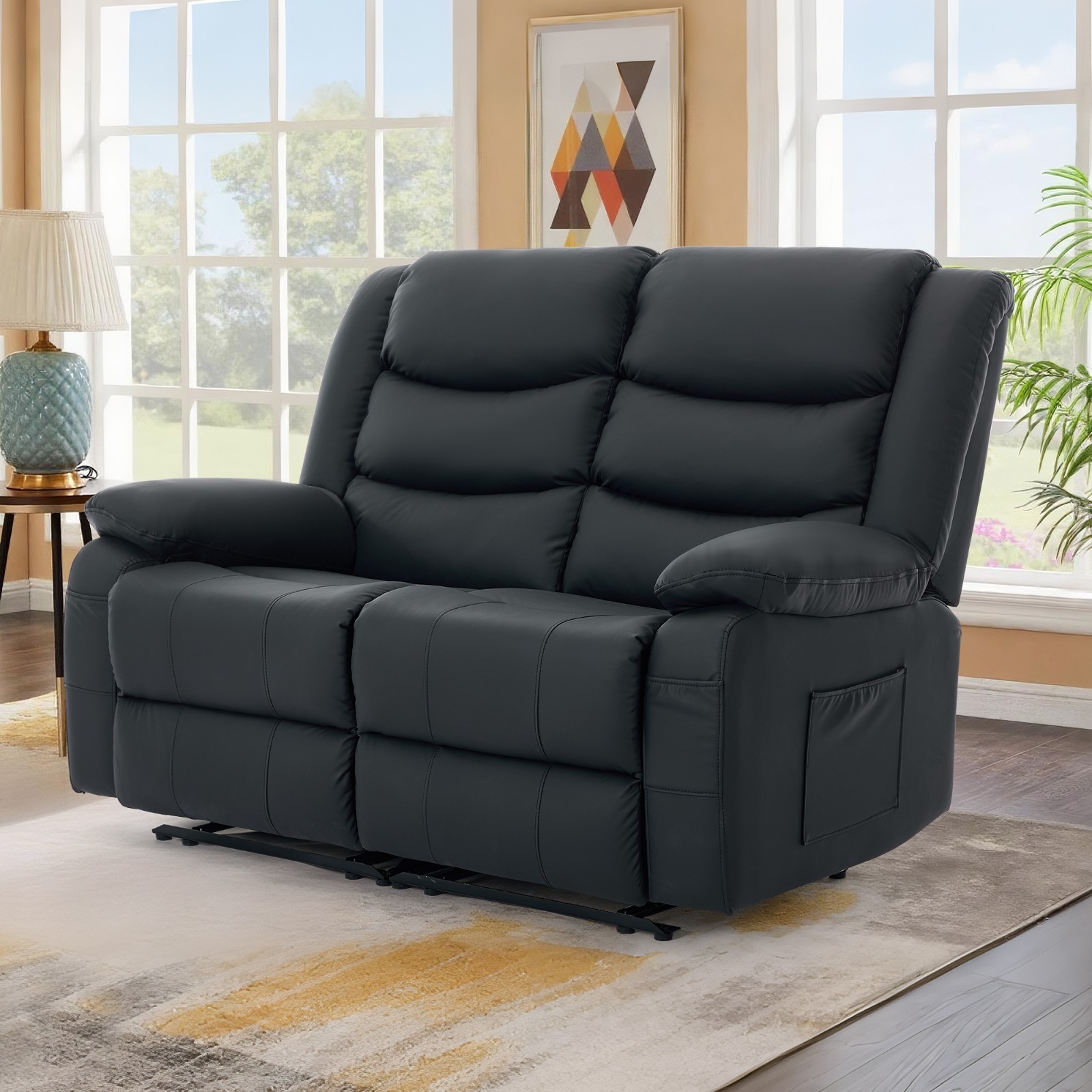 Korser 1/2/3 Seater Manual Recling Sofa with Console Recliner Couch Living room
