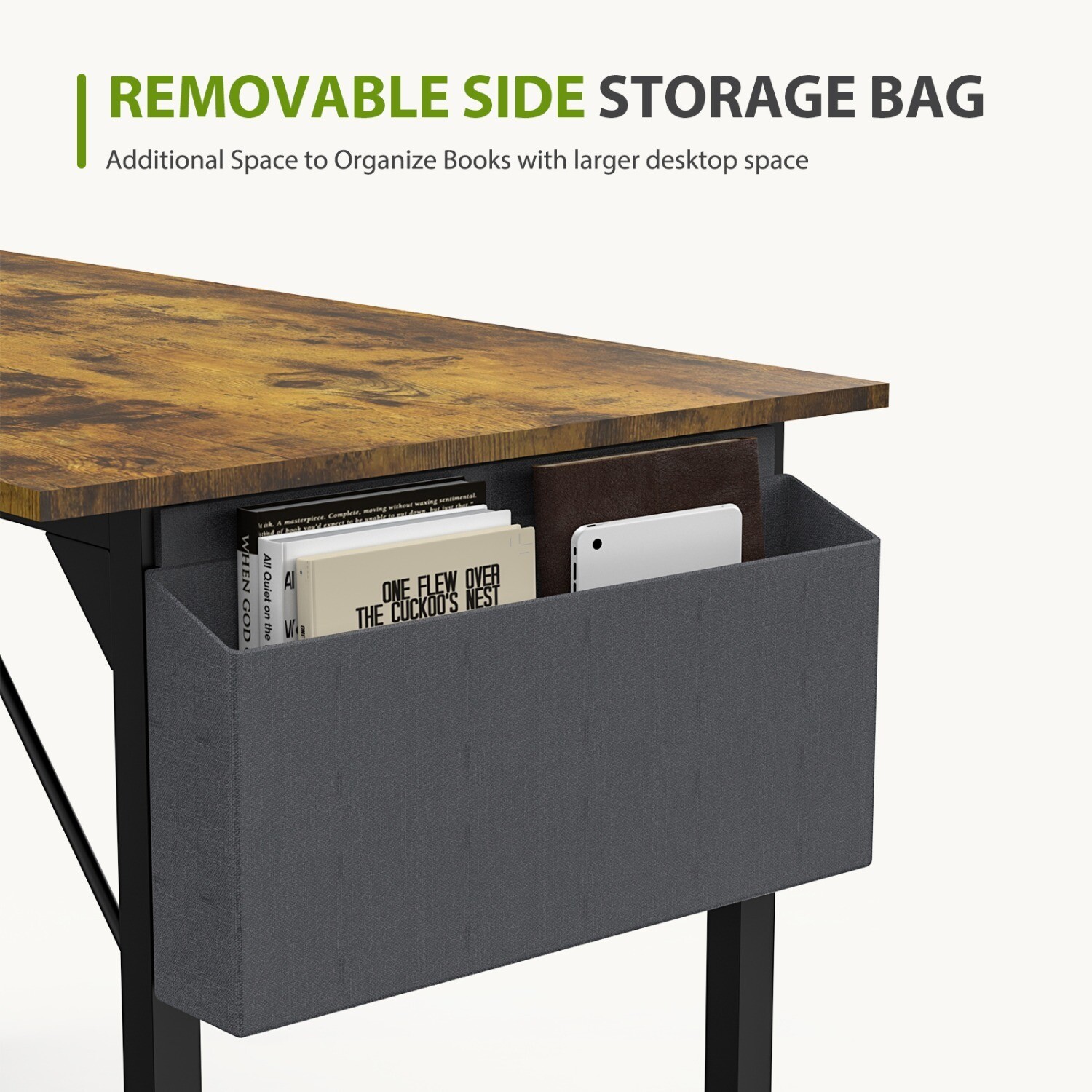 Modern Office Computer Desk with Storage Bag from 31~63 Inches Study Table