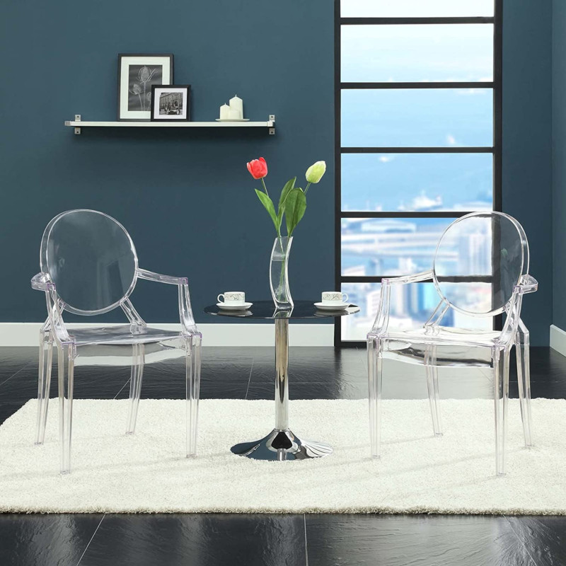 Modway Casper Modern Acrylic Stacking Kitchen and Dining Room Arm Chair Clear