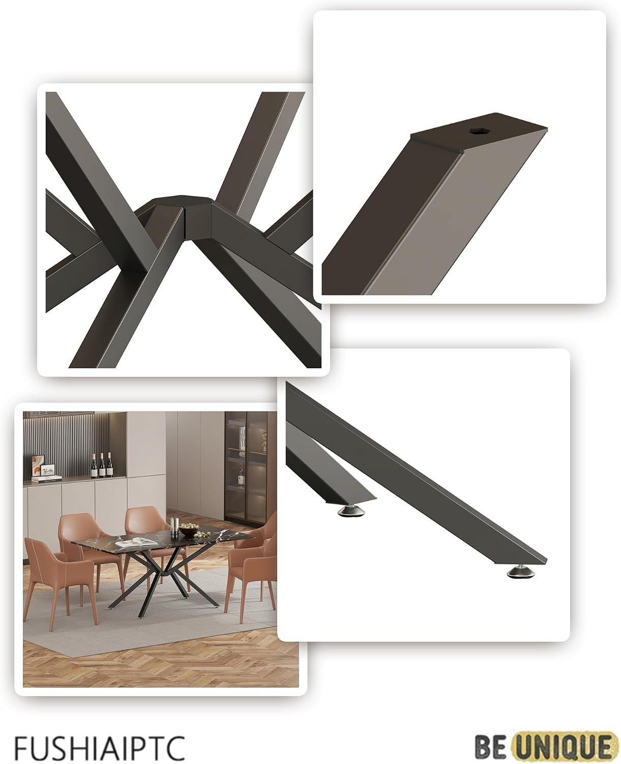 Industrial Metal Furniture Legs 1200 lb X Cross Base for Dining Conference Table