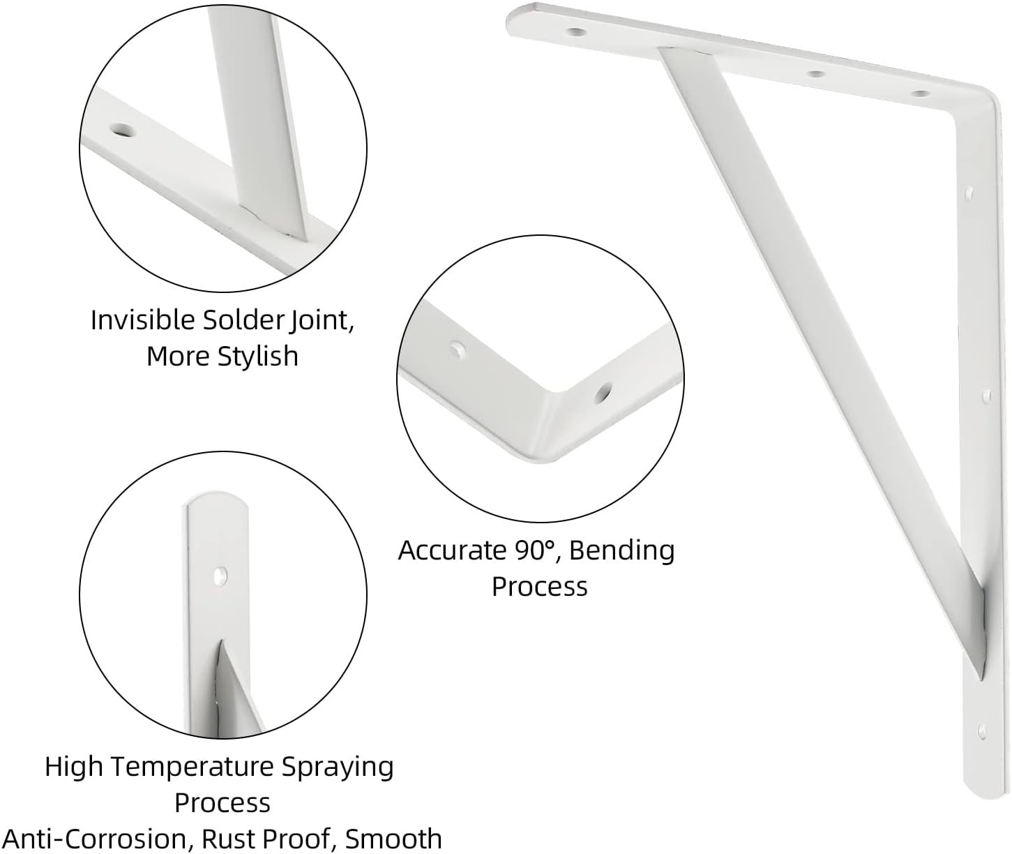 Stable Triangle Design Shelf Brackets, 10 Pack