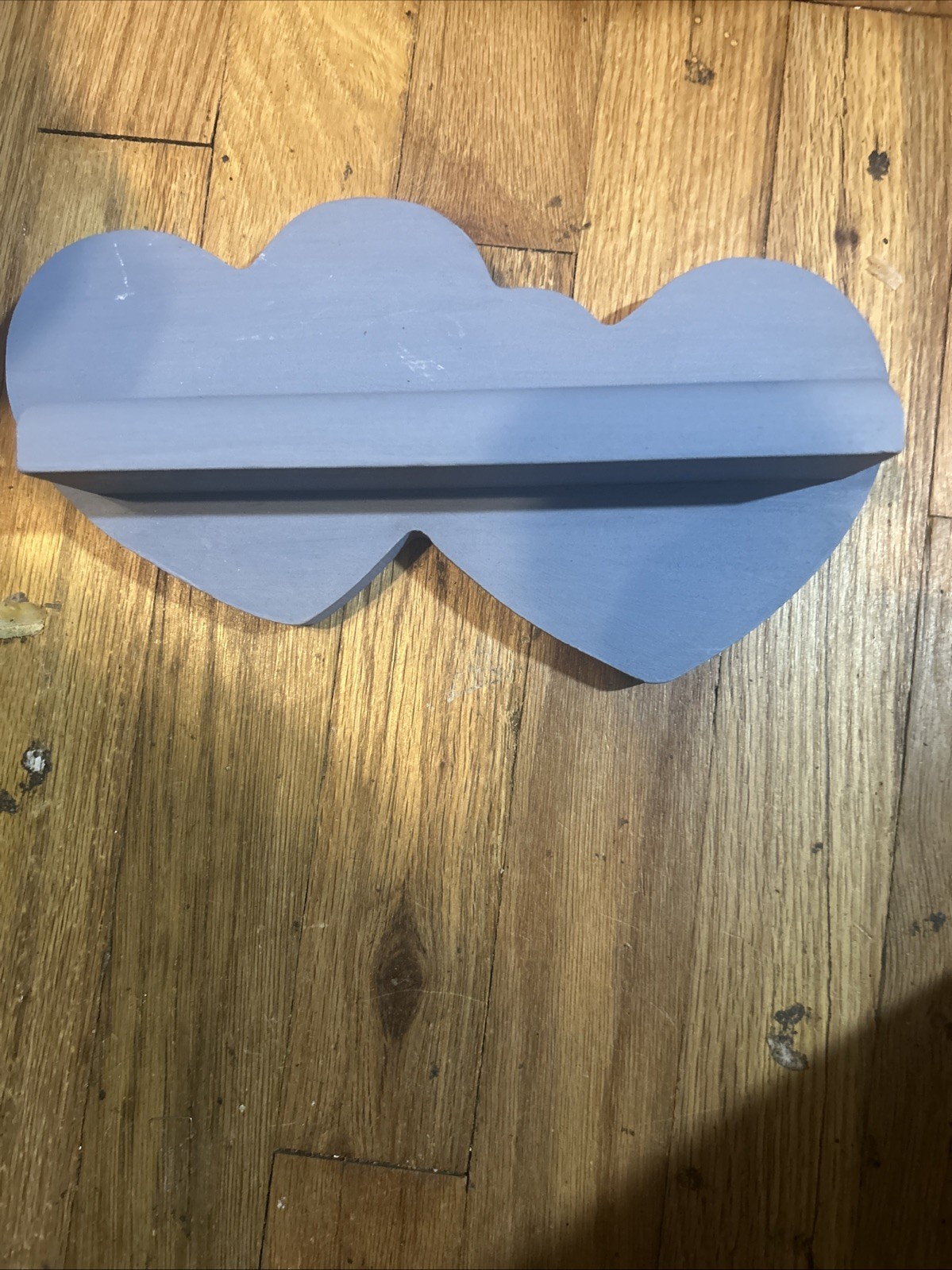 VTG Handmade Wooden Blue Hearts Shaped Shelves Whimsical Cottage Core Nursery