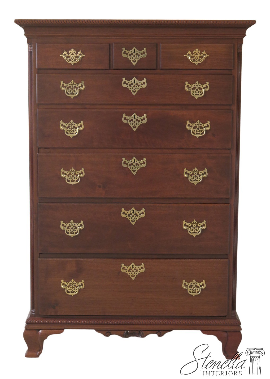 F48537: Restored Antique Chippendale Walnut High Chest Of Drawers