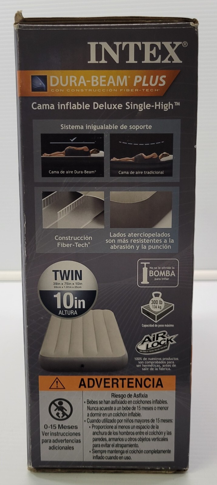 R) Intex Dura-Beam Plus Deluxe Twin Single High Airbed Air Mattress Bed