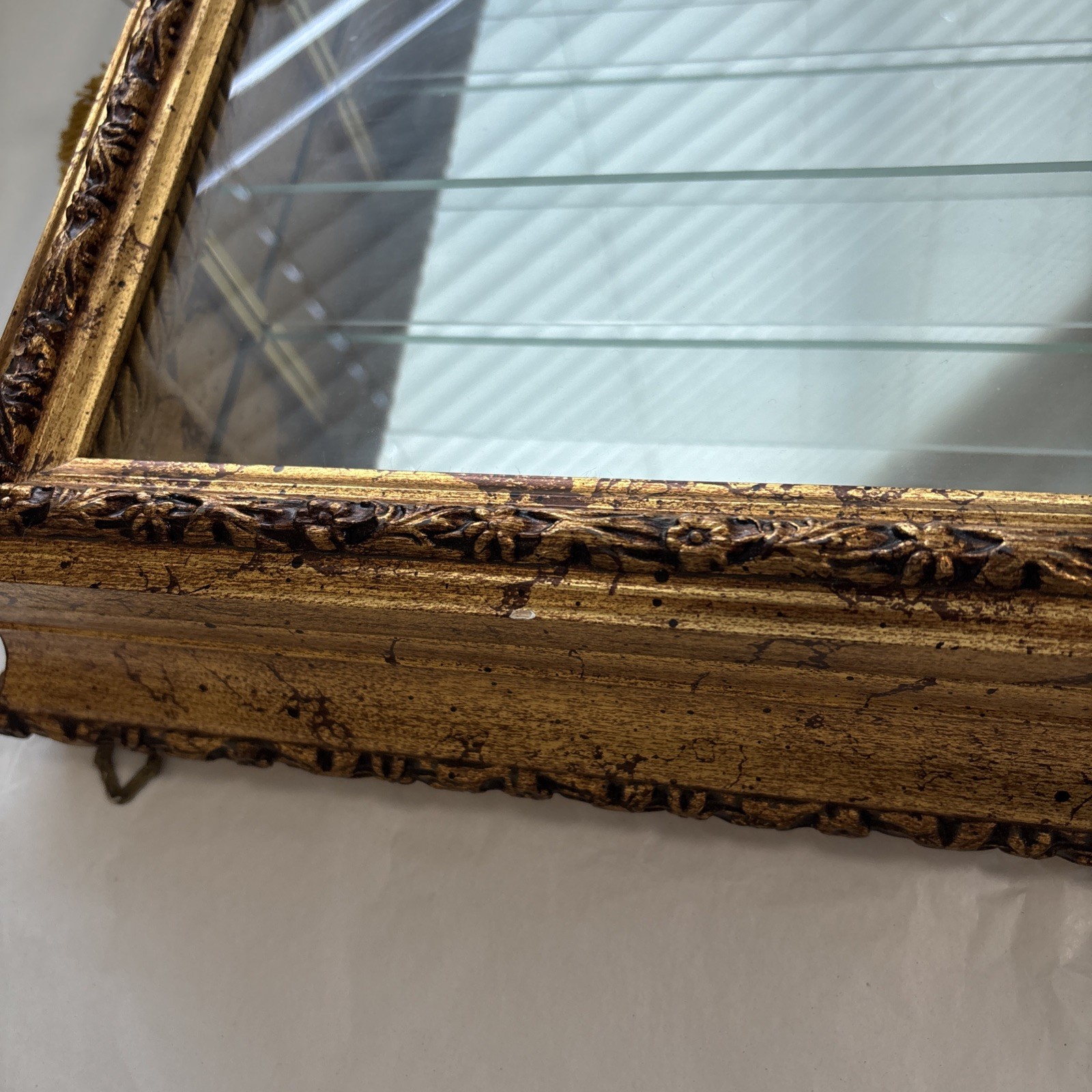 Horchow Creazioni Artistiche Italian Curio Wall Cabinet Gold Gilt Glass