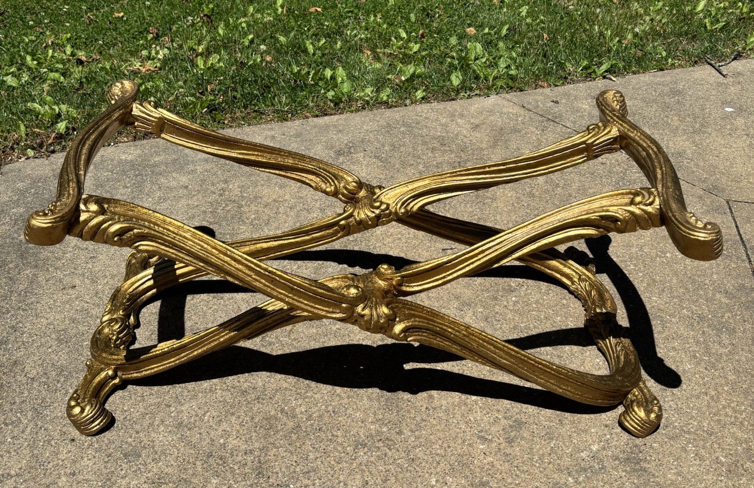 Vintage Francisco Hurtado Spanish Regency Giltwood Coffee Table X Base Stand