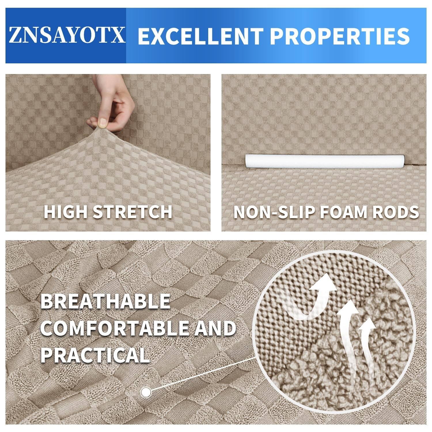 ZNSAYOTX 1 Piece Jacquard Couch Covers for 3 Cushion Couch High Stretch Sofa …